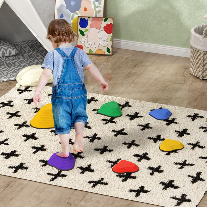 Qaba Stepping Stones Kids, 6pcs Obstacle Course For Kids, Non-slip Heart-shaped Balance Stepping Sto