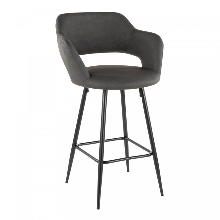 LumiSource Margarite Grey Faux Leather Contemporary Counter-Height Stool - Set of 2