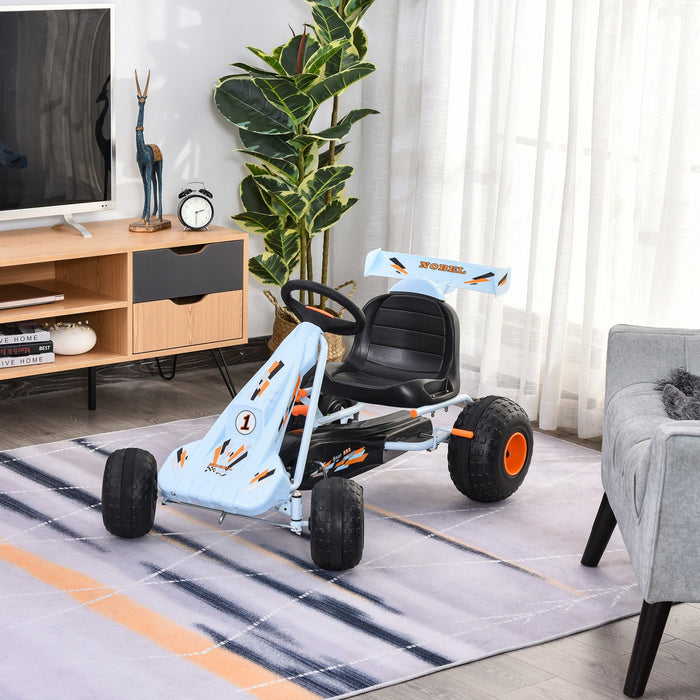 Aosom Pedal Go Kart Children Ride On Car Cute Style With Adjustable Seat, Plastic Wheels, Handbrake 