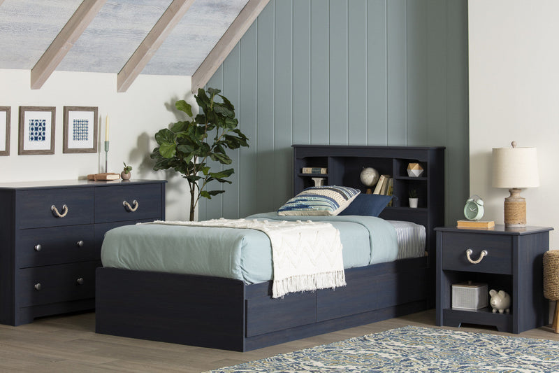 Aviron Twin Mates Bed With 3 Drawers - Blueberry 