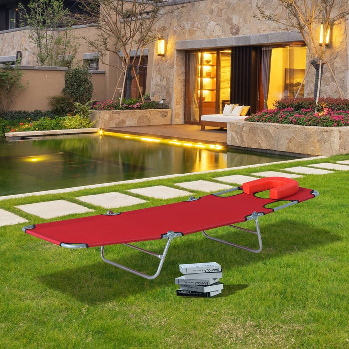 Outsunny Outdoor Lounge Chair, Adjustable Folding Chaise Lounge, Red