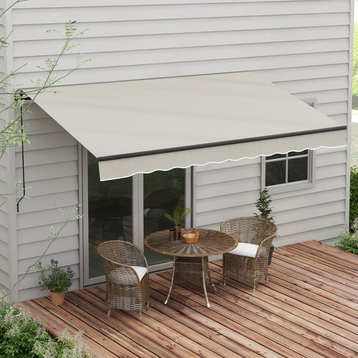 Outsunny 12' X 10' Retractable Awning, Patio Awning Sunshade Shelter With Manual Crank Handle, 280gs