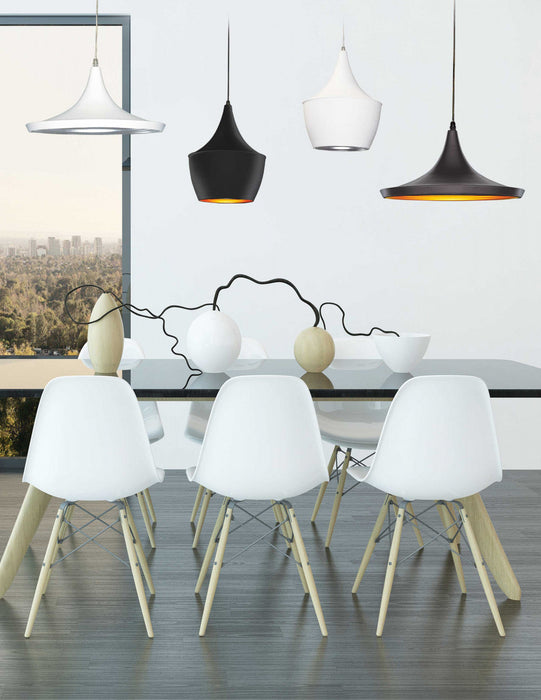 Dainolite Helsinki 1 Light Pendant Teardrop Large Matte Black Finish Gold Interior Lamp