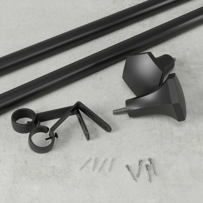 Umbra Sita Matte Black Expandable 1\" Curtain Rod - 72\"-144\" 
