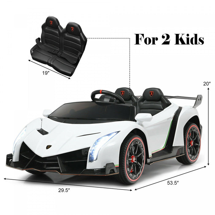 Costway 12v 2-seater Licensed Lamborghini Kids Ride On Car W/ RC & Swing Function White
