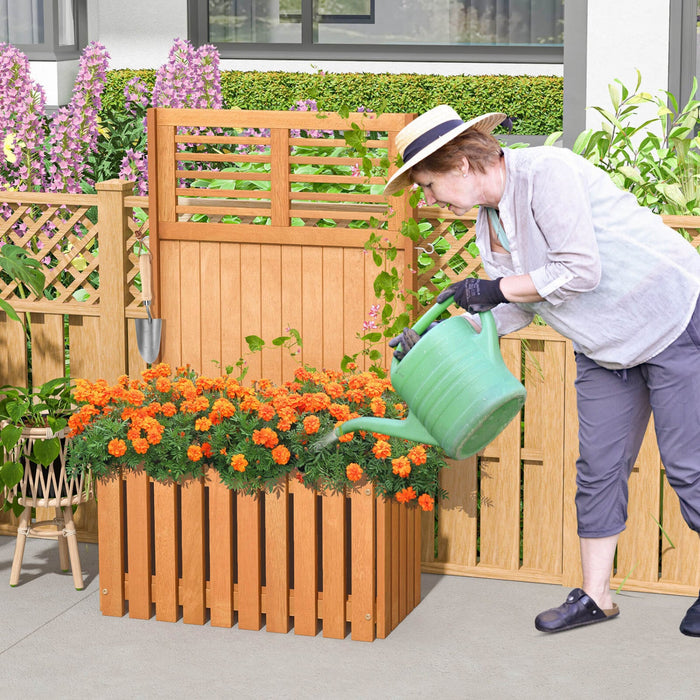 Costway Wooden Plant Stand Raised Garden Bed With Trellis & Planter Box Privacy Screen