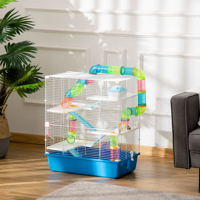 Pawhut Hamster Cage, Large Small Animal House, 5-level Guinea Pig Cage Gerbil Haven, Tunnel Tube Sys
