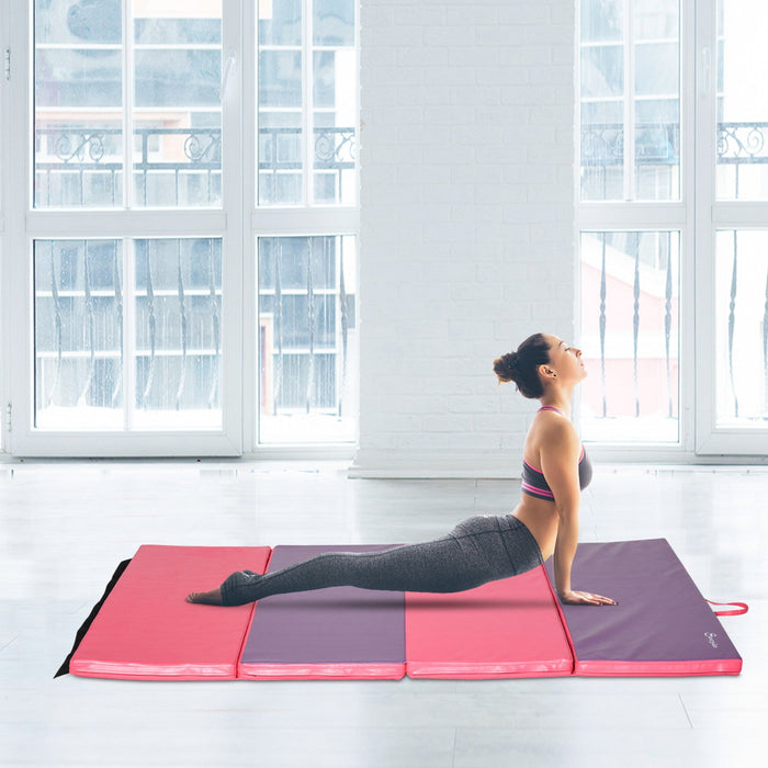 Soozier 4ftx6ftx2inch Pu Cuir Gymnastique Tumbling Gym Mat Arts Pliant Yoga Exercice Pad 4 Panneau (