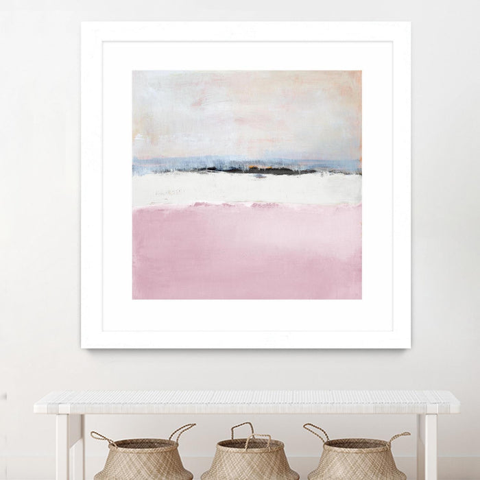 \"Pink Sea Abstract\" Matted and Framed White 30x30 Wall Art