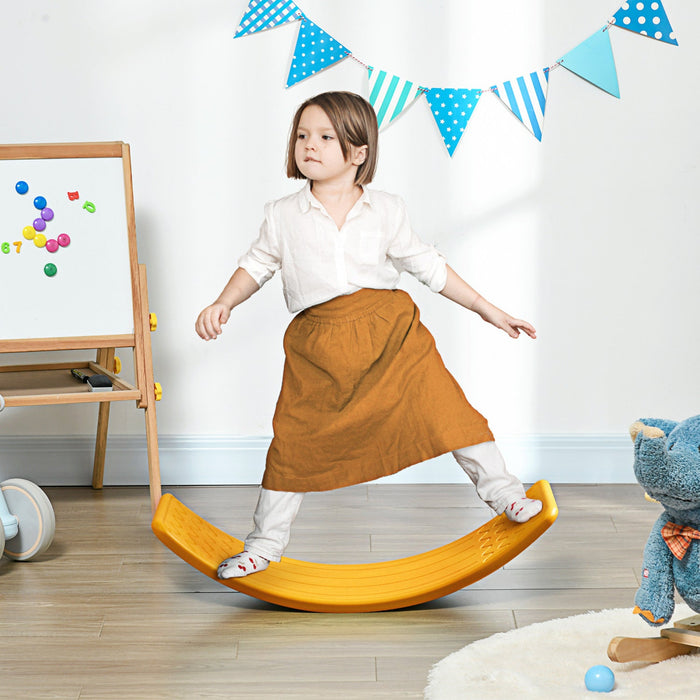 Qaba 32.3\" Balance Board, Wobble Board Kids Curvy Rocker Board, Ended Preschool Learning Montessori 
