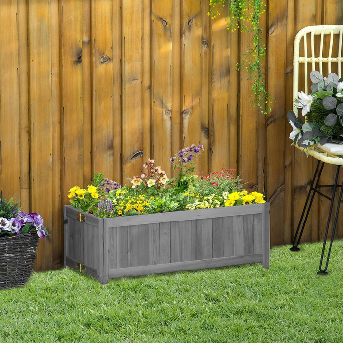 Outsunny 28\" X 12\" Foldable Raised Garden Bed, Elevated Planter Box, Wooden Planting Bed For Backyar