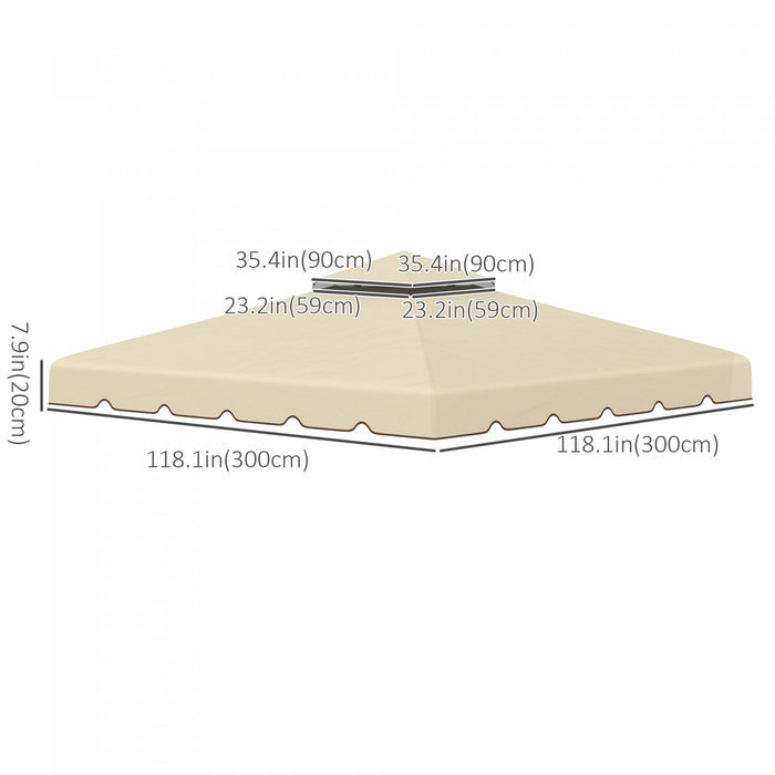 Outsunny 9.8'x9.8' Double Roof Gazebo Replacement Canopy Top Cover, Beige