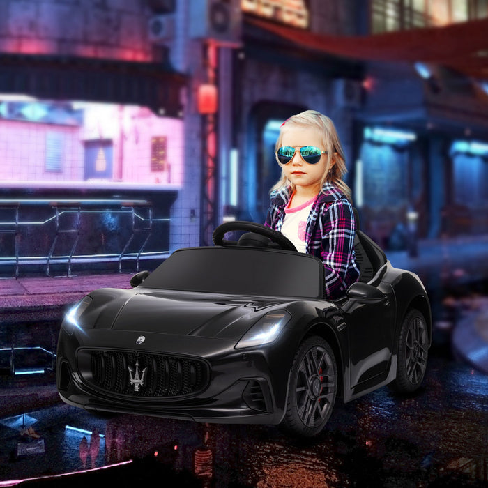Qaba 12v Electric Car For Kids, Maserati Gran Turismo Licensed Battery Powered Ride-On Kids Car With