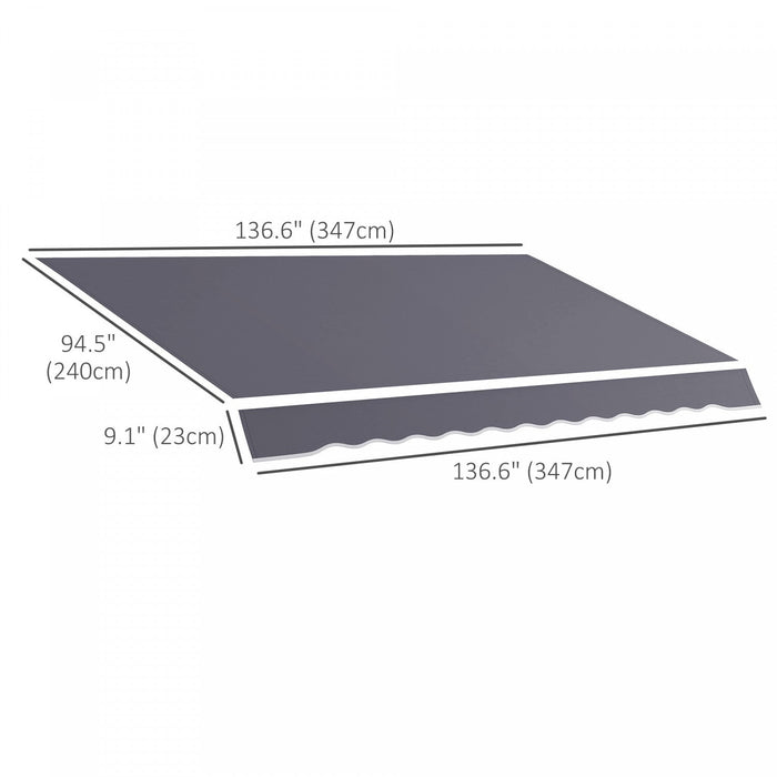 Outsunny 11' X 8' Retractable Awning Fabric Replacement Outdoor Sunshade Canopy Awning Cover, Uv Pro