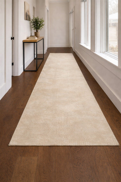 Elion Contemporary Cream Washable Rug 2'8\" x 8'0\" Indoor Area Rug 