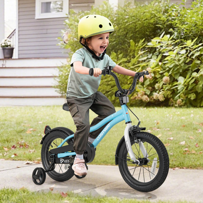 Costway 14" Kids Bike For 3-5 Years Old Boys & Girls With Adjustable Seat Handbrake Reflectors Blue