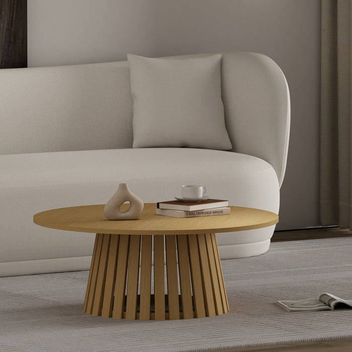 Layla Scandinavian Modern Coffee Table in Light Oak Armoire 