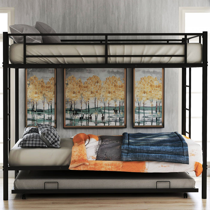Tammy Space-saving Metal Twin Over Bunk Bed With Trundle - Black 