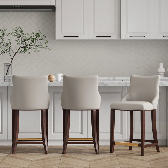 Shubert Modern Wood Upholstered Counter Stool in Light Gray - Set of 3 