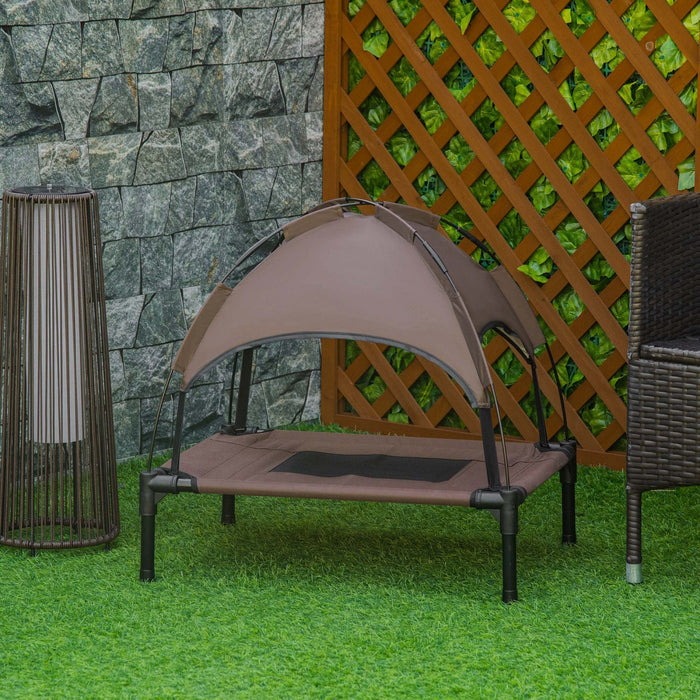 Pawhut Elevated Dog Bed With Canopy, Portable Raised Dog Cot For S Sized Dogs, Indoor & Outdoor, 25\"