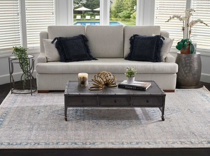 Lucia Traditional 9'0\" x 12'0\" Area Rug in Blue Indoor Area Rug 