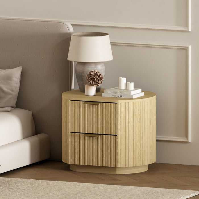 Olivia Modern 27\" Nightstand in Natural Oak (2-Drawer) 
