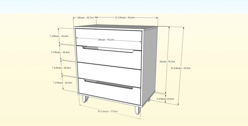 Nordika 4-Drawer Chest - White 