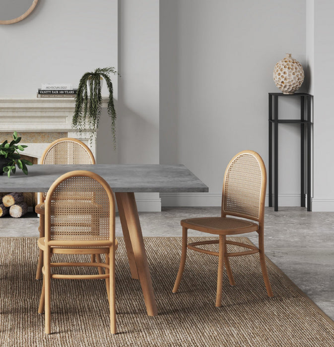 Paragon Industry Chic Cane Back Wood Upholstered Dining Chair in Oatmeal - Set of 4 