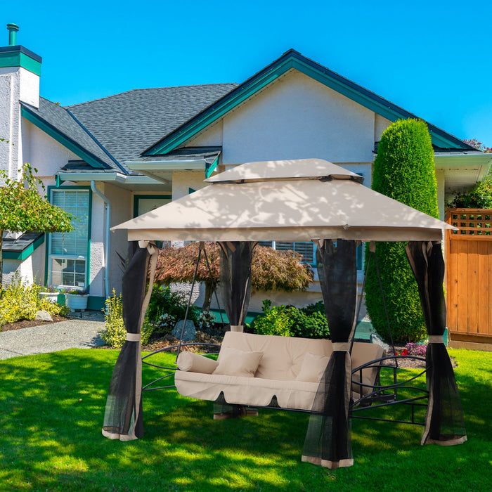Outsunny 3 Person Outdoor Patio Daybed 3 In 1 Canopy Gazebo Swing Chair Garden Hammock With Mesh Mos