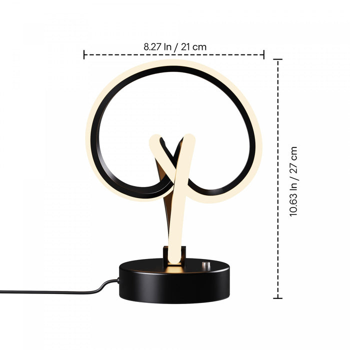 11\" Matte Black Loop Design  LED Table Lamp 