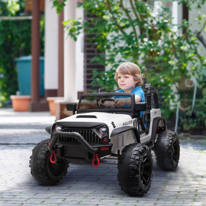 Aosom 12v Battery-powered Kids Electric Ride On Police Car 2-seater Suv Truck Toy With Parental Remo
