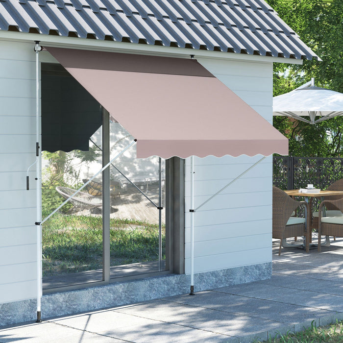 Outsunny 6.6'x5' Manual Retractable Patio Awning Window Door Sun Shade Deck Canopy Shelter Water Res