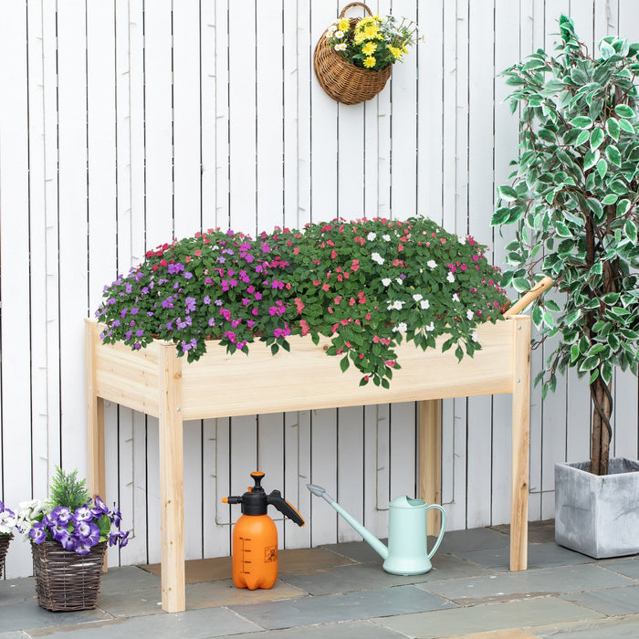 Outsunny 46'' X 24'' Raised Garden Bed, Wooden Elevated Planter Box With Non-woven Liner For Vegetab