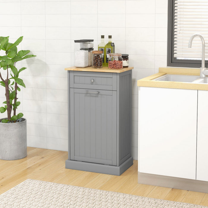 HOMCOM Tilt Out Trash Cabinet, Hidden Garbage Bin Cabinet with Drawer