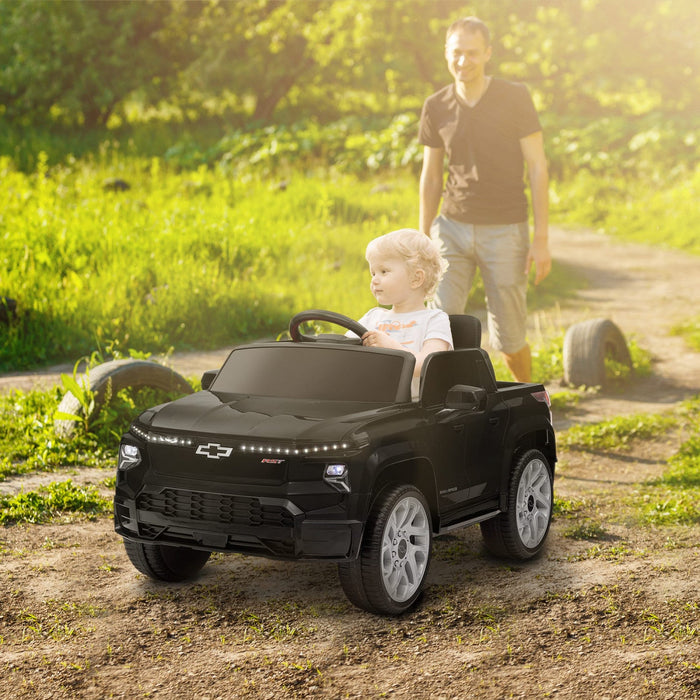 Qaba 12v Electric Car For Kids, Chevrolet Silverado Ev Rst Licensed Battery Powered Ride-On Kids Car