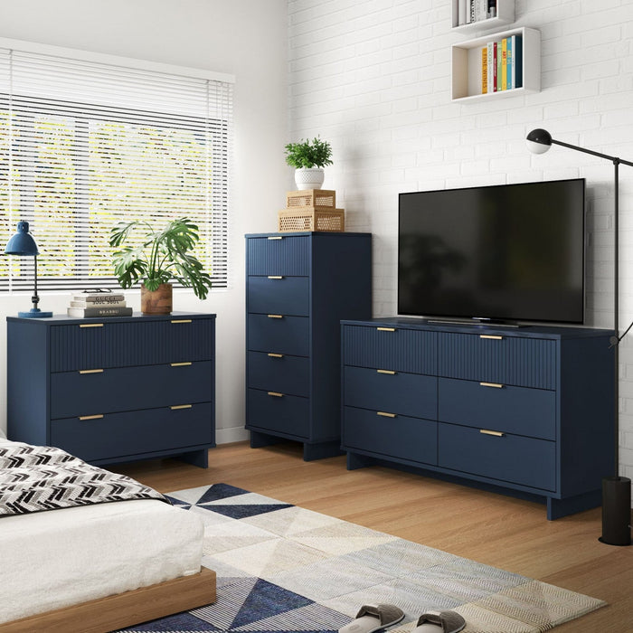 Granville Modern 3-Piece Dresser Set in Midnight Blue 