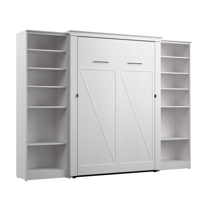 Bestar Key West Full Murphy Bed with Closet Organizers (113 W) - Pure White Oak