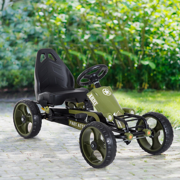Aosom Kids Pedal Go Kart, Ride On Car Toy With Adjustable Seat, Eva Tyres, Safety Hand Brake, For Bo
