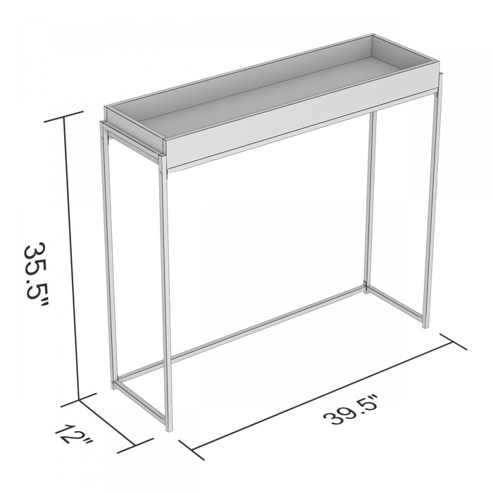40” Modern Console Table With Sunkey Tray - Dark Grey With Black Metal 