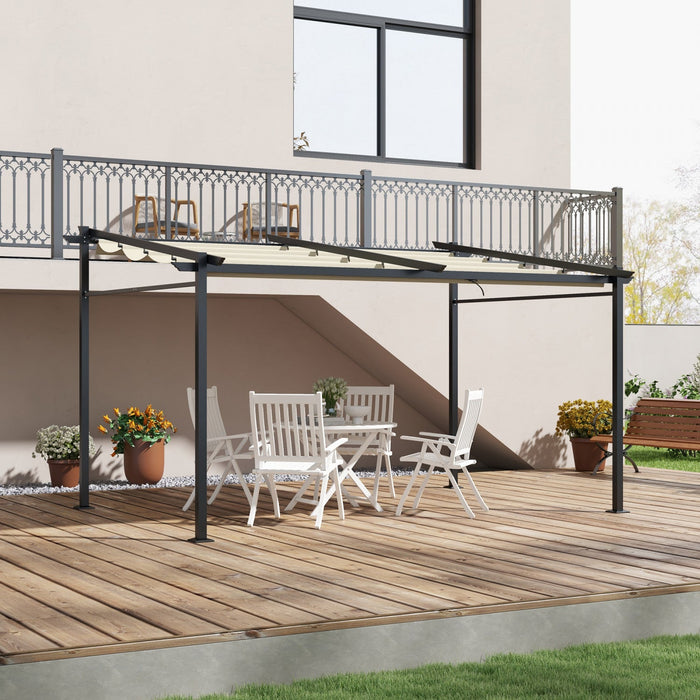 Outsunny 10' X 13' Metal Pergola W/ Retractable Canopy Roof, Beige