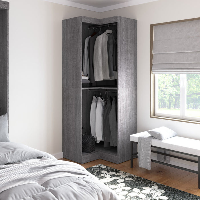 Bestar Pur 33 W Corner Closet Organizer - Bark Grey