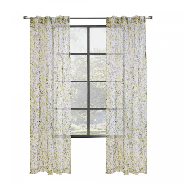 Habitat Verdure Green Light Filtering Dual Header Curtain Panel - 52 x 84