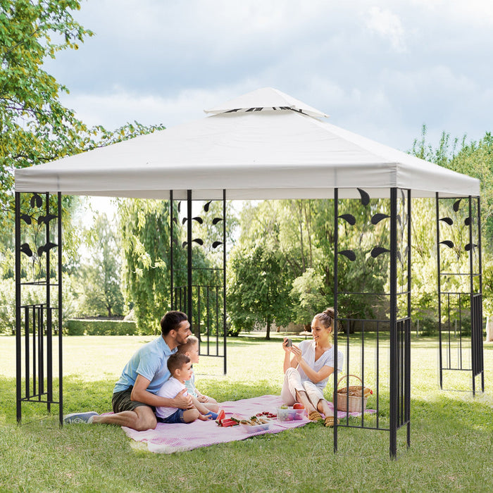 Outsunny 10' X 10' Outdoor Garden Metal Gazebo Patio Canopy Marquee Patio Party Tent Canopy Shelter 