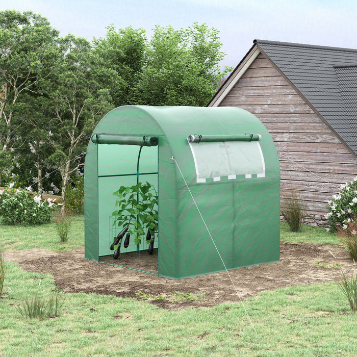 Outsunny 6' X 6' X 6.6' Walk-in Tunnel Greenhouse, Small Green House With Zippered Door And Roll-up 