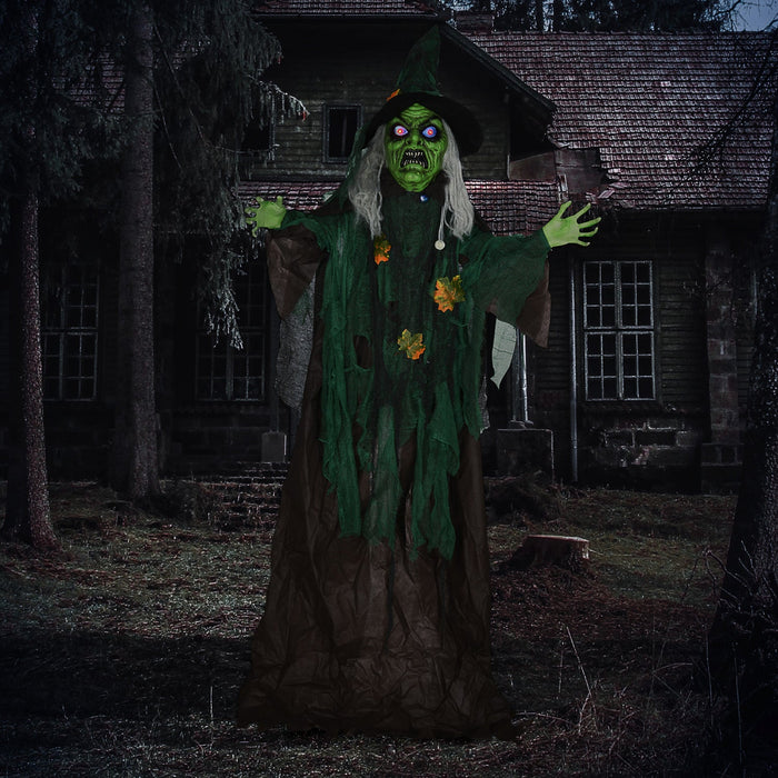 Homcom 72\" Halloween Decoration Witch With Magical Heart, Sound Activated