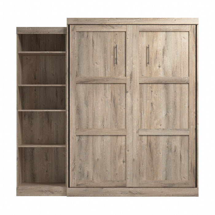 Bestar Pur Queen Murphy Shelving Unit 90-Inch Wall Bed - Rustic Brown