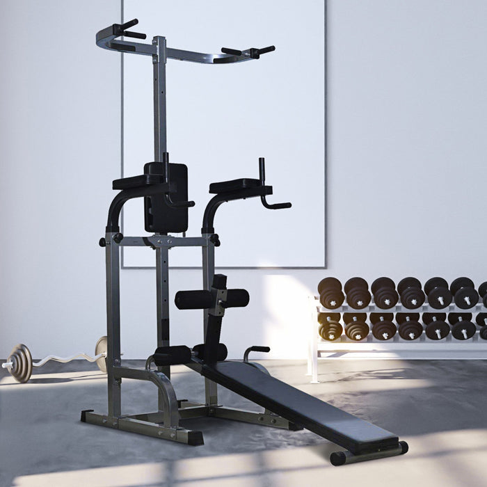 Soozier Multi-function Power Tower With Dip Station, Sit-up Bench, Pullup Bar, Push Up Station, Comb