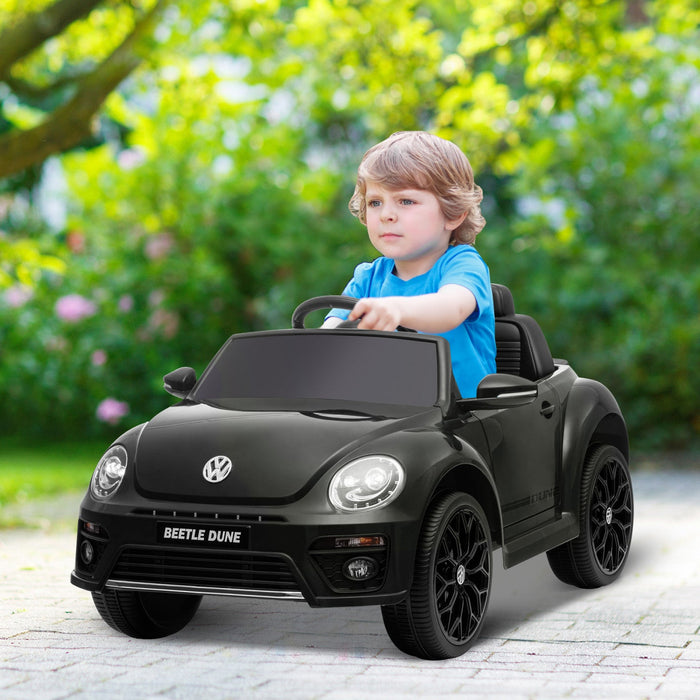 Qaba 12v Electric Car For Kids, Volkswagen Beetle Licensed Battery Powered Ride-On Kids Car With Par