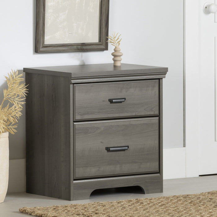Versa 2-drawer Nightstand - End Table With Storage - Gray Maple 