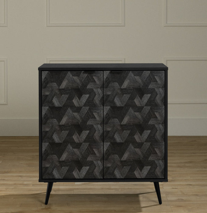 Oxford 2-Door Storage Cabinet - Black Oak & Dark Grey
